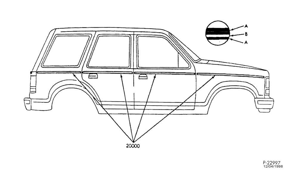 Схема Комплект декоративных полос - 4 DOOR - XLT