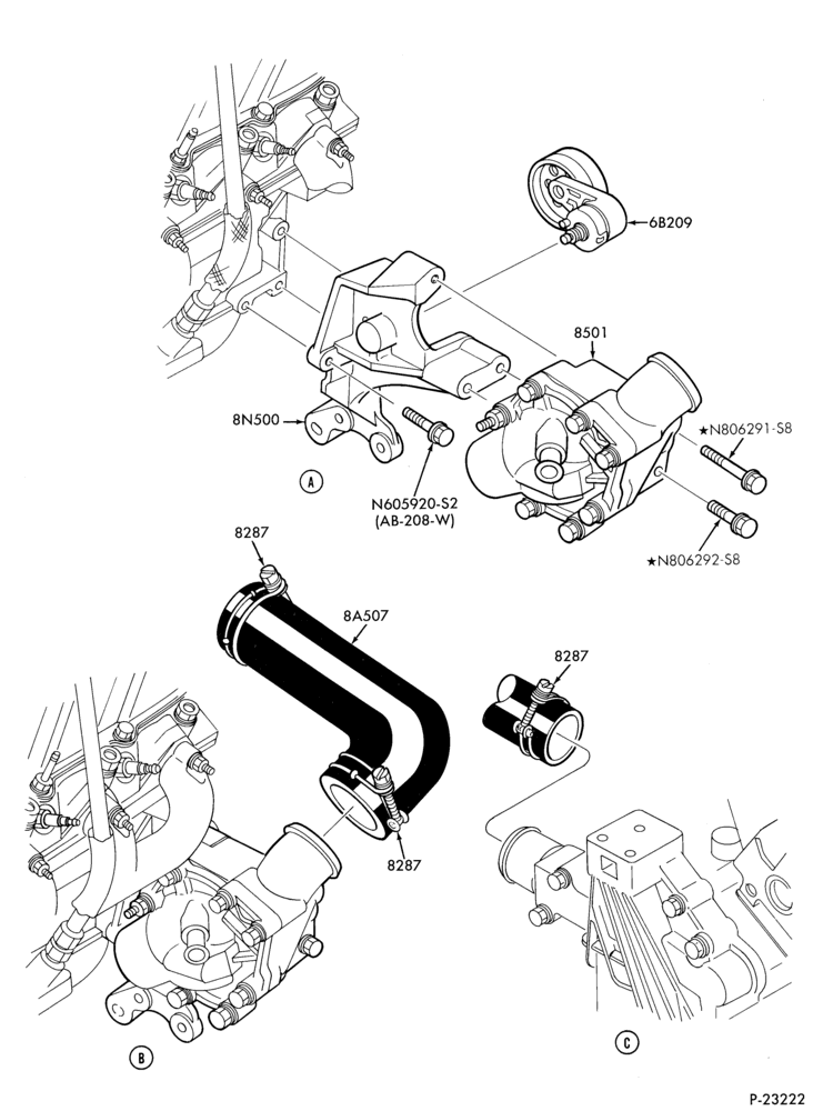 Схема Радиатор, GRILL AND COOLING-COOLING SYSTEM - 6 cyl. 3.0L - Page B