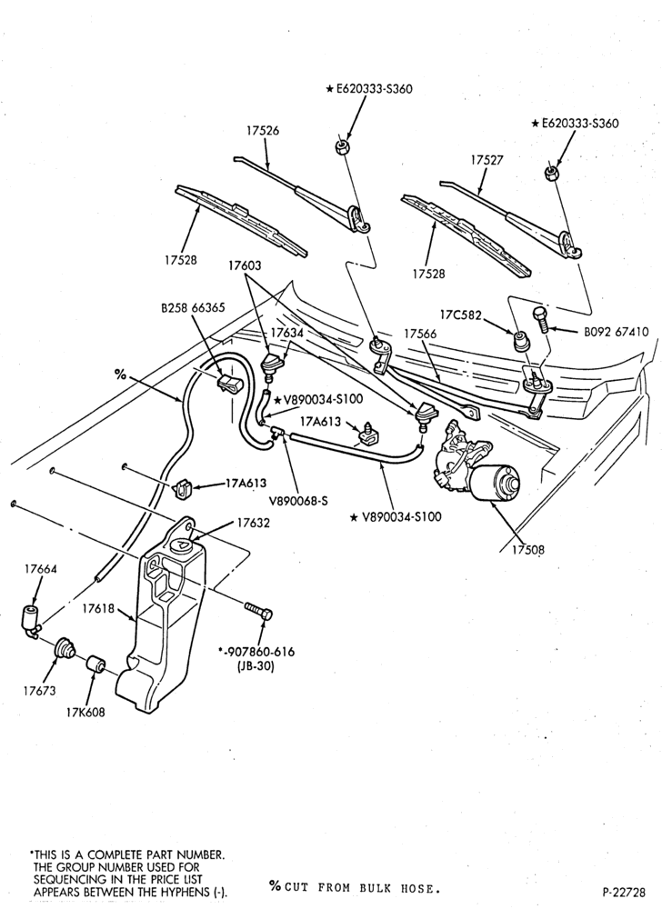 Схема SPEEDOMETER, BUMPERS, MIRRORS AND WIPERS-Windshield - washer & wiper