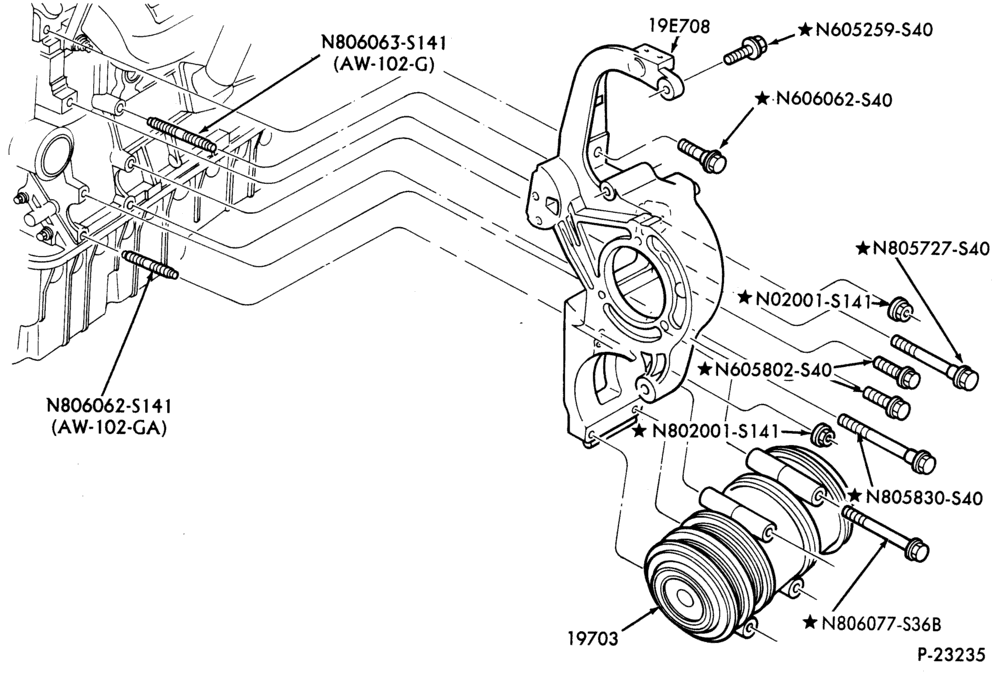 Схема AIR CONDITIONER-Compressor Installation - 1.9L