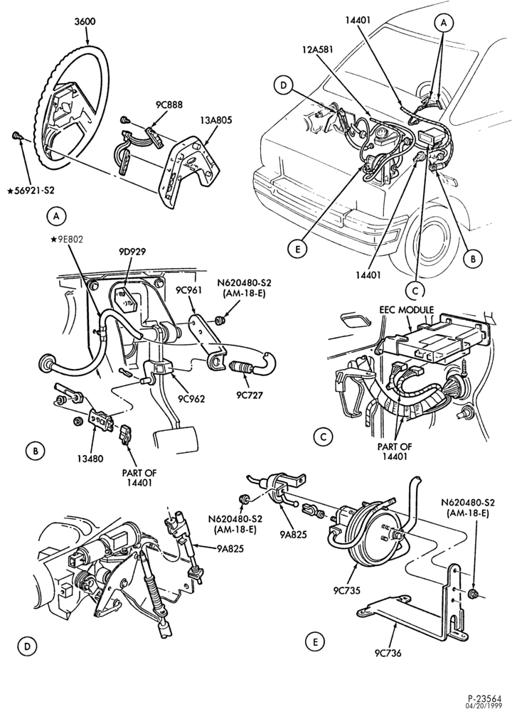 Схема 6 CYL. 3.0L (183 C.I.D.)-engine & passenger compartment