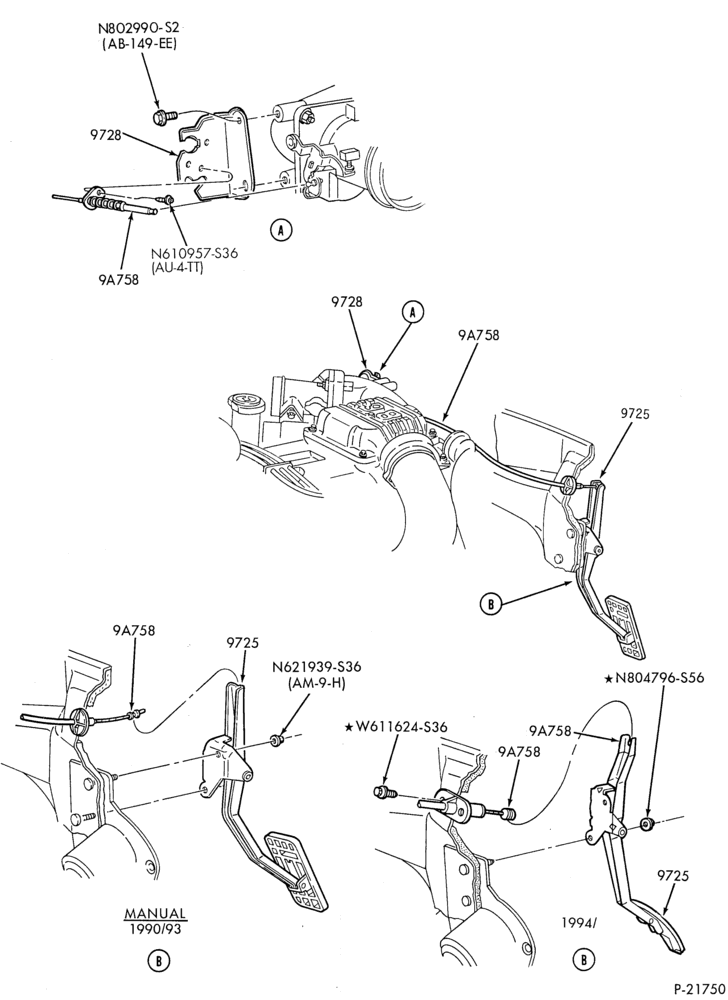 Схема 6 CYL. 3.8L - S/C-Accelerator linkage - M/T