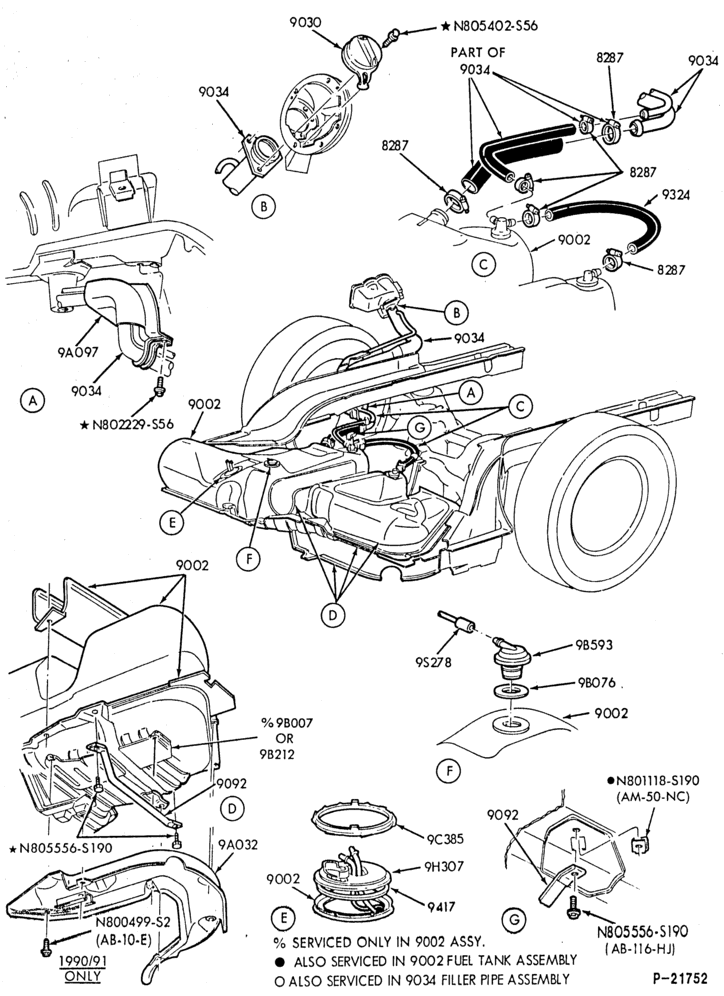 Схема 6 CYL. 3.8L - EXC. S/C-Fuel system - tank installation