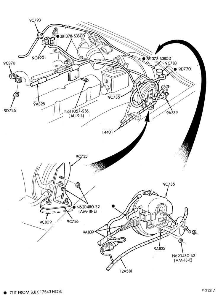 Схема 8 CYL. 5.0L (302 C.I.D.)-Speed control and related parts- engine compartment