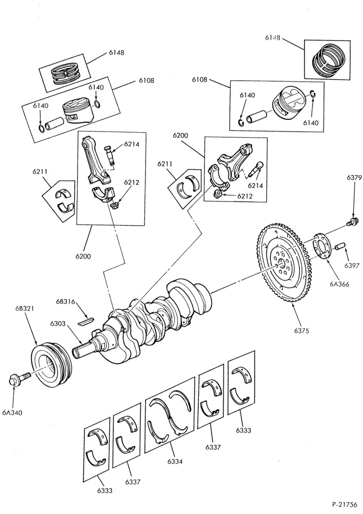 Схема 6 CYL. 3.0L (183 C.I.D.) - SHO-Piston and connecting rod