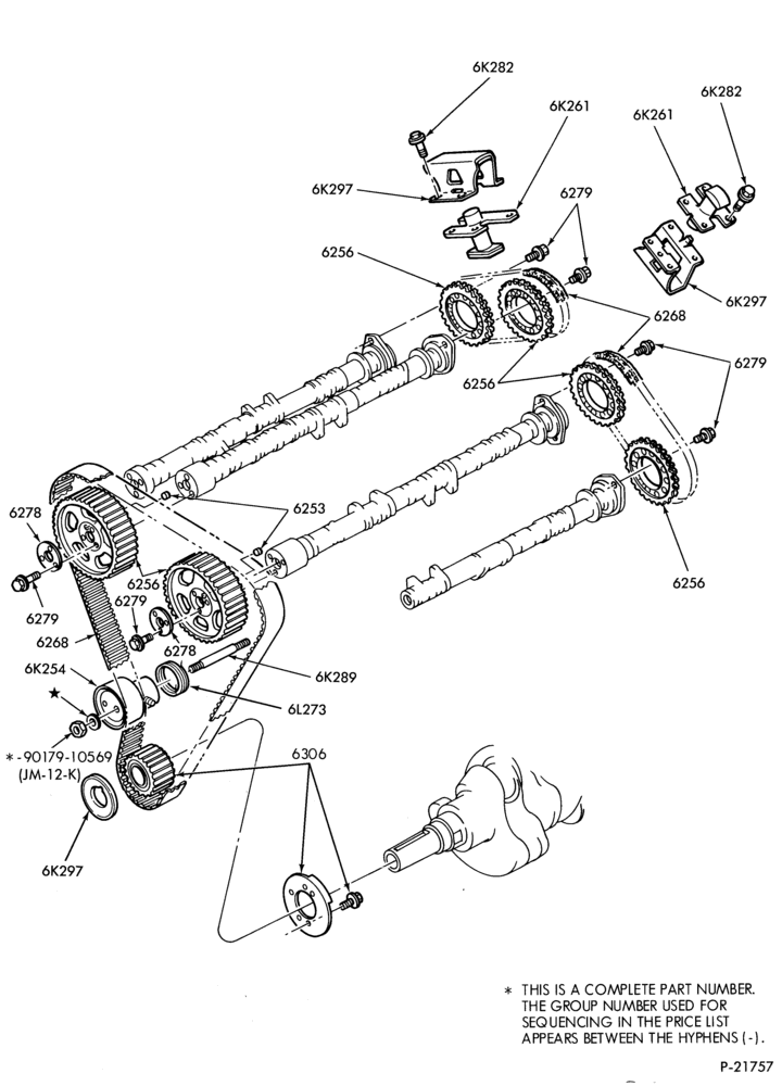 Схема 6 CYL. 3.0L (183 C.I.D.) - SHO-Cam sprockets, tensioner and related parts