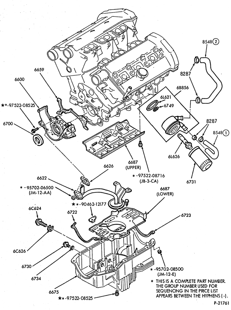 Схема 6 CYL. 3.0L (183 C.I.D.) - SHO-Oil pump, cooler, pan and and related parts