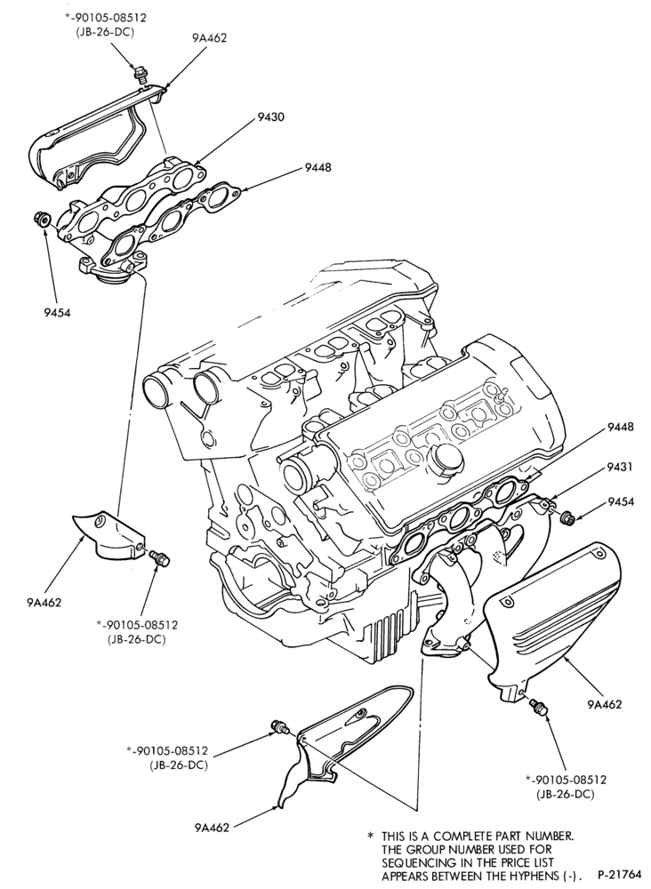 Схема 6 CYL. 3.0L (183 C.I.D.) - SHO-Exhaust manifold and related parts