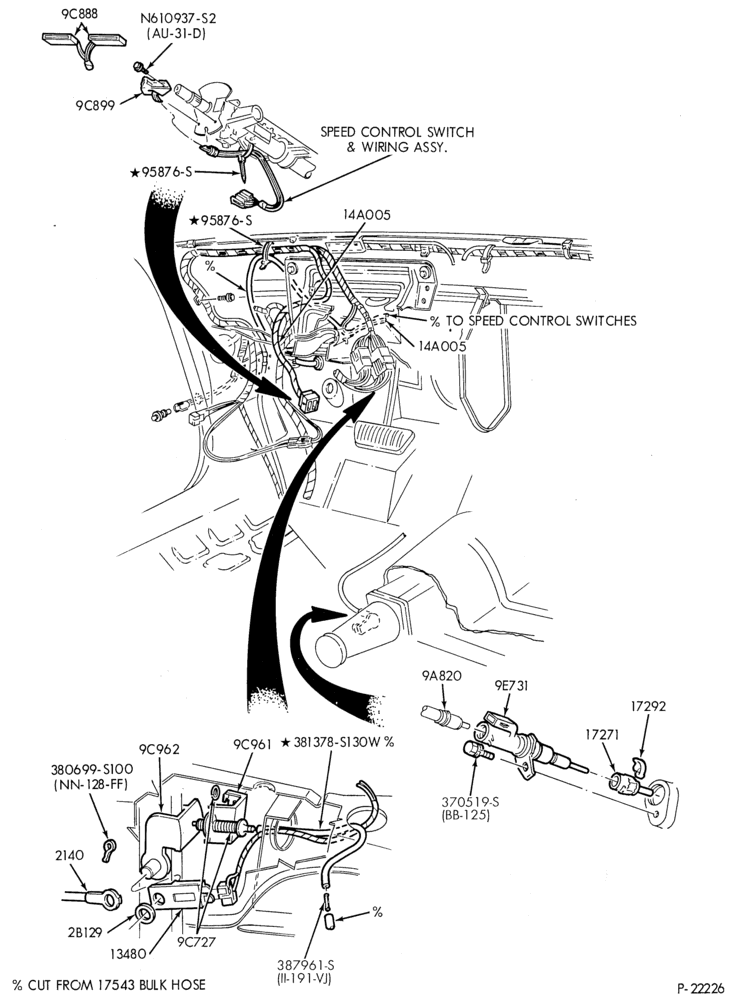 Схема 8 CYL. 5.0L (302 C.I.D.)-Speed control- passenger compartment