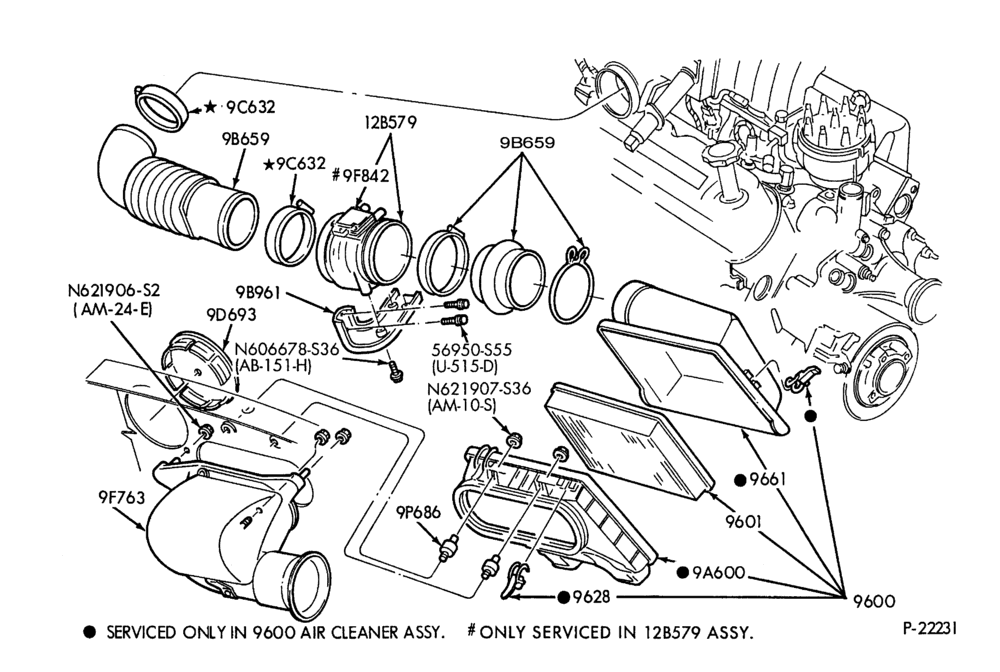 Схема 8 CYL. 5.0L (302 C.I.D.)-Air cleaner