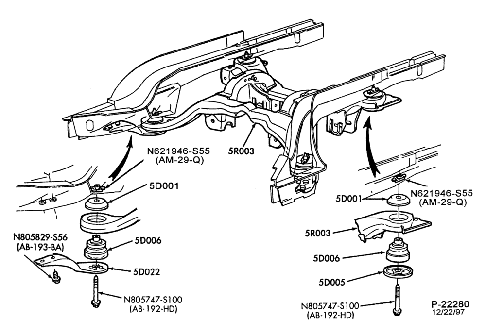 Схема FRAME-REAR SUSPENSION - frame body bolts