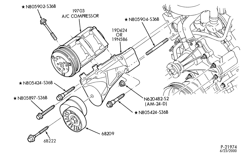 Схема AIR CONDITIONER-Compressor Installation - integral - 6 cyl. 3.8L