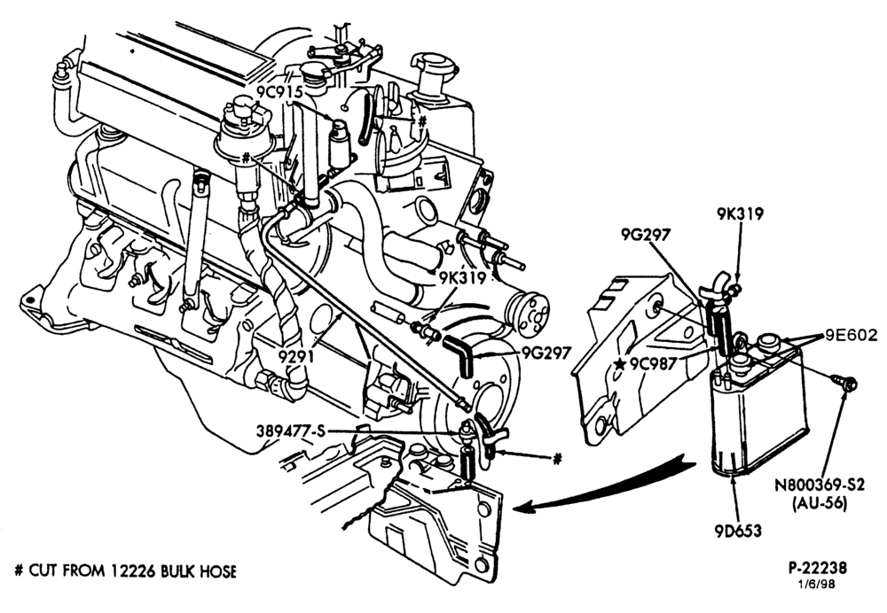 Схема 8 CYL. 5.8L (351 C.I.D.)-W-GAS-F150/350 and U150-under 8500# G.V.W.