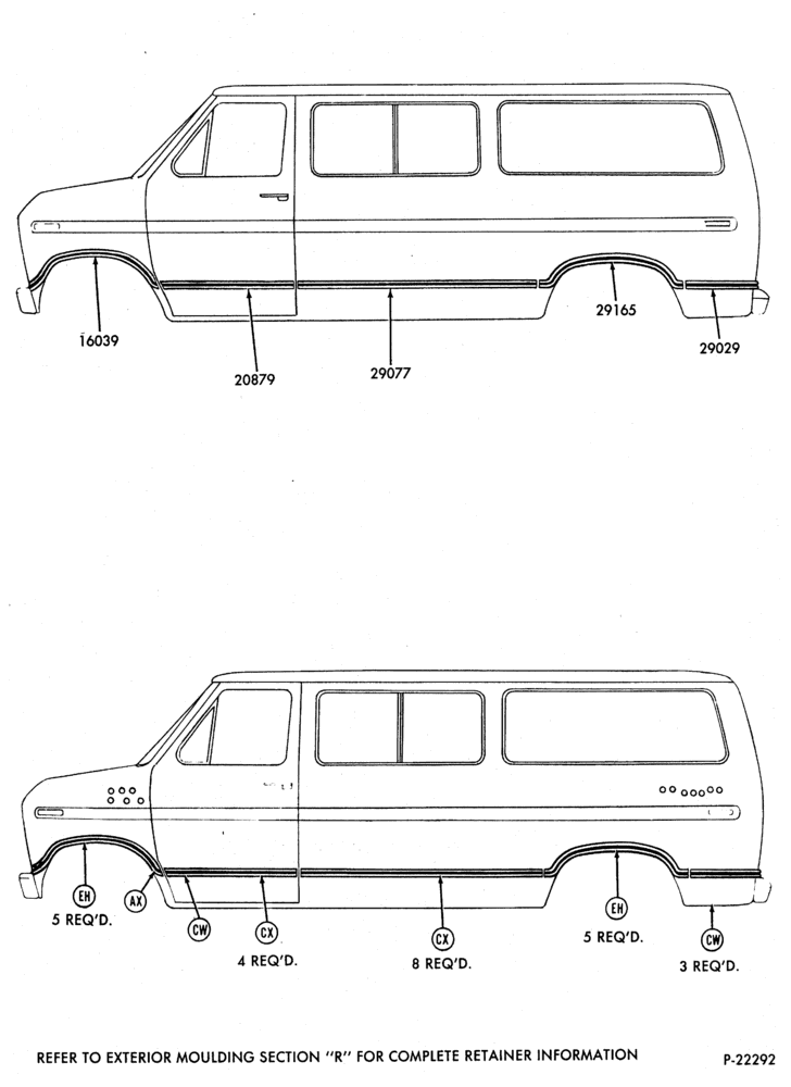 Схема DELUXE EXTERIOR ORNAMENTATION - L.H. (exc. SUPER VAN/WAGON)