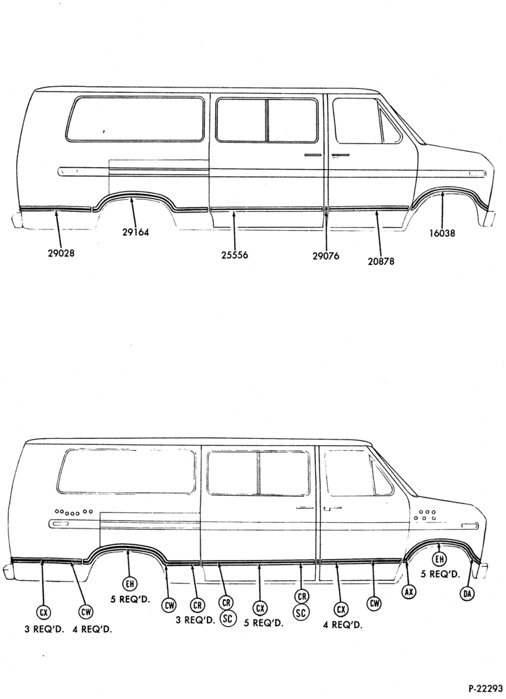 Схема EXTERIOR ORNAMENTATION - R.H. w/SLIDING or HINGED DOORS (SUPER VAN/WAGON)