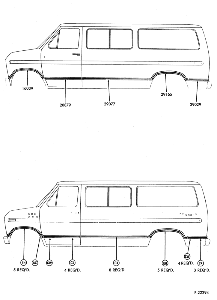 Схема EXTERIOR ORNAMENTATION - L.H. (SUPER VAN/WAGON)