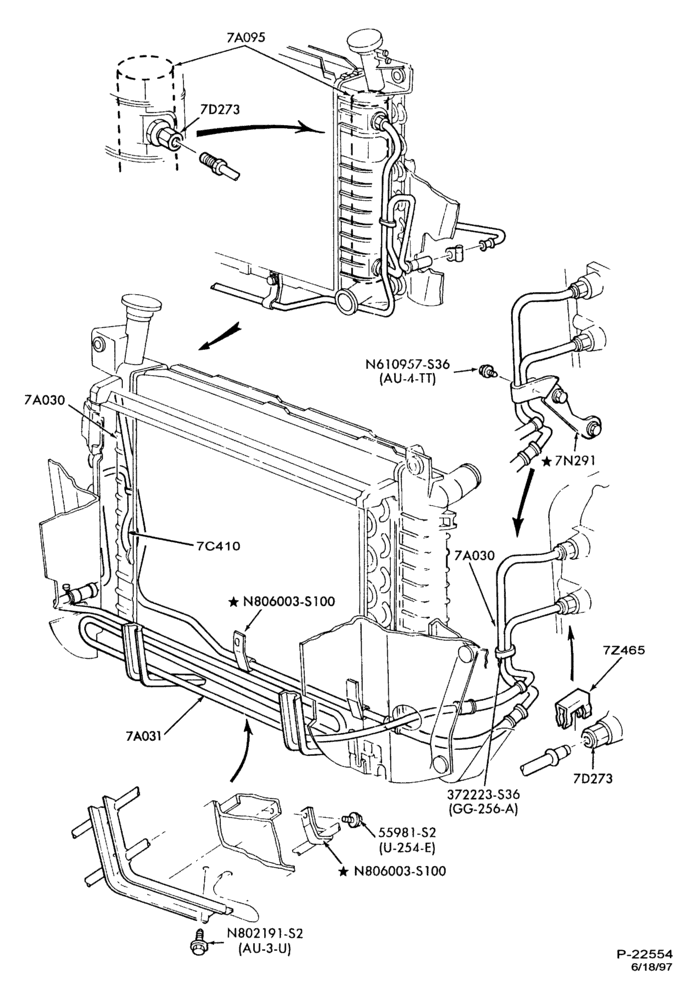 Схема AXOD TYPE - EXTERNAL PARTS-AXOD TYPE - oil cooling system - 6 cyl. 3.8L