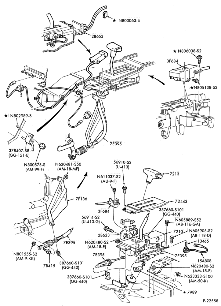 Схема AOD TYPE - EXTERNAL PARTS-AOD TYPE - shift mechanism - floor or console