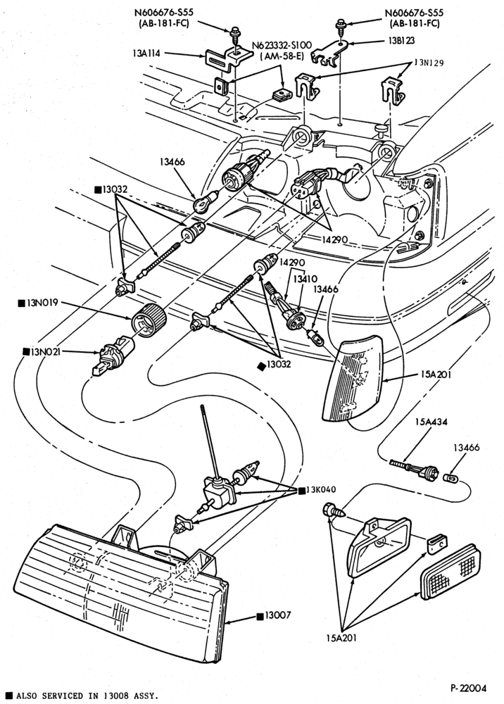 Схема LAMPS-Headlamp, parking and front fender side marker- Taurus