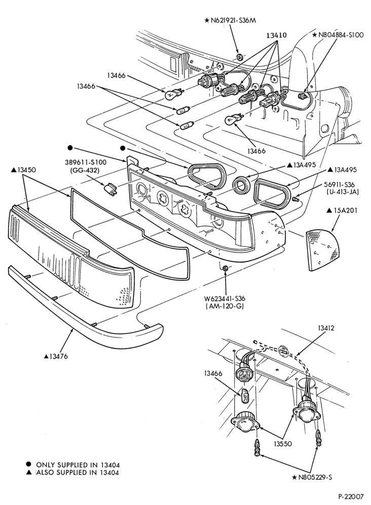 Схема LAMPS-Rear, backup, license plate and bodyside marker - Sable - B/T 54