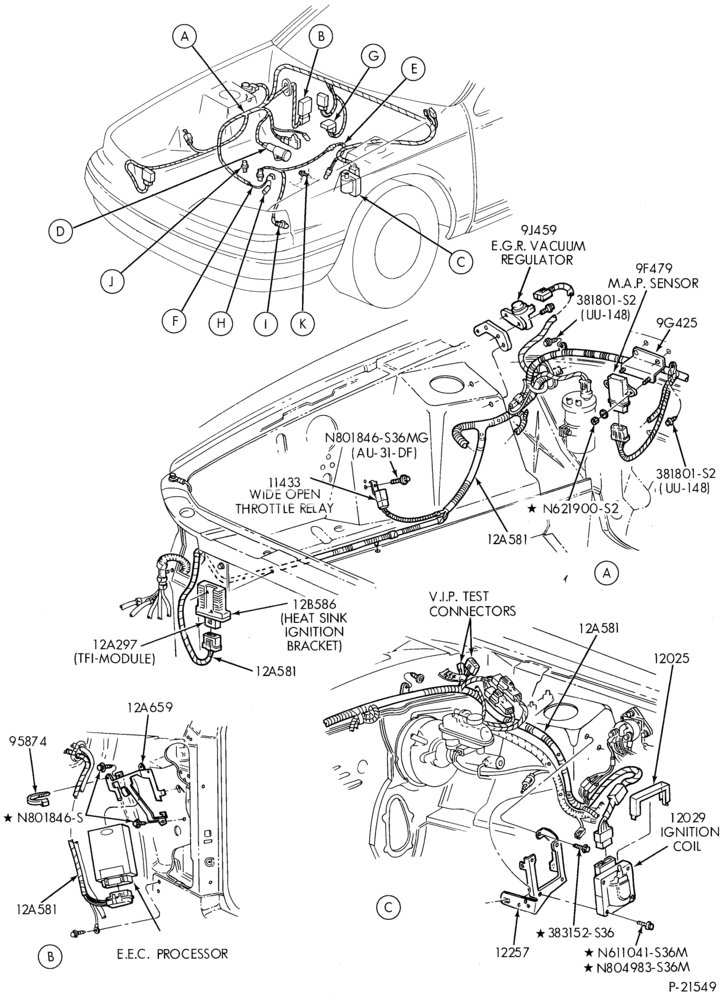 Схема 6 CYL. 3.8L (230 C.I.D.)-Electronic engine control (E.E.C.)- E.F.I. - Page A