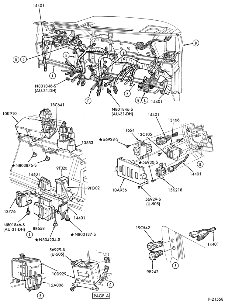 Схема DISTRIBUTOR AND IGNITION SYSTEM-Instrument panel switches, relays & wiring - Page A