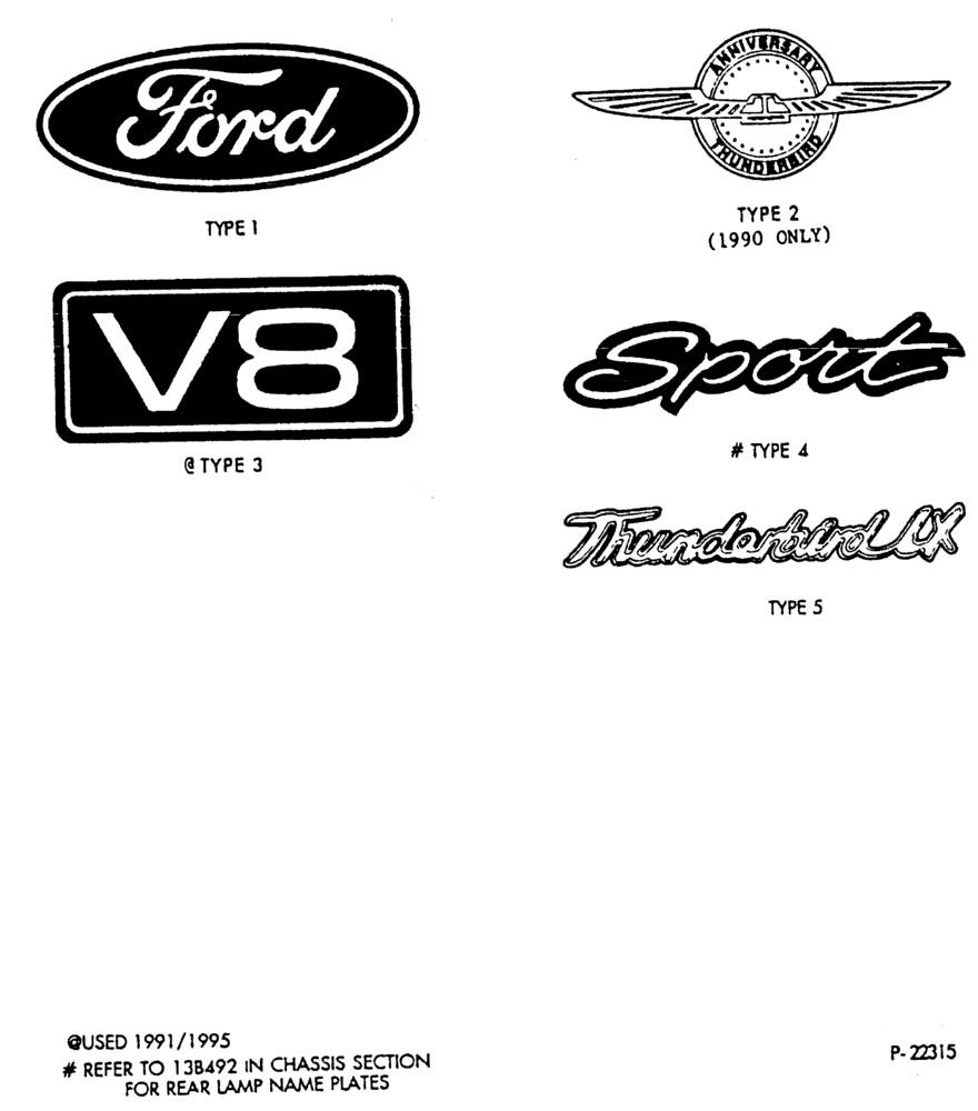 Схема THUNDERBIRD -- NAME PLATES AND ORNAMENTS