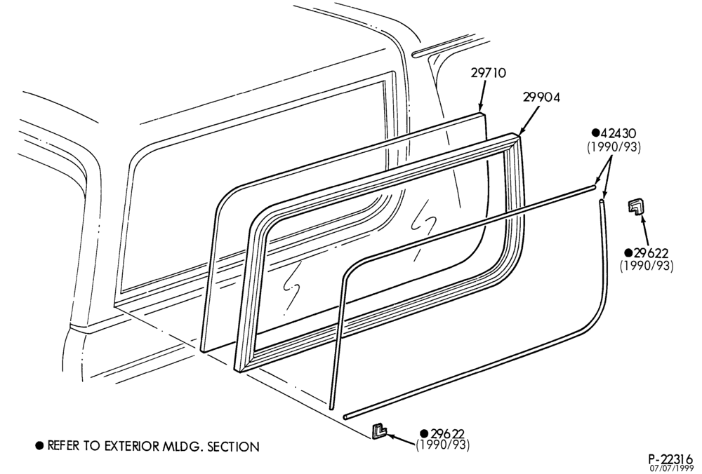 Схема BODY SIDES AND QUARTER-Quarter window - stationary-U150
