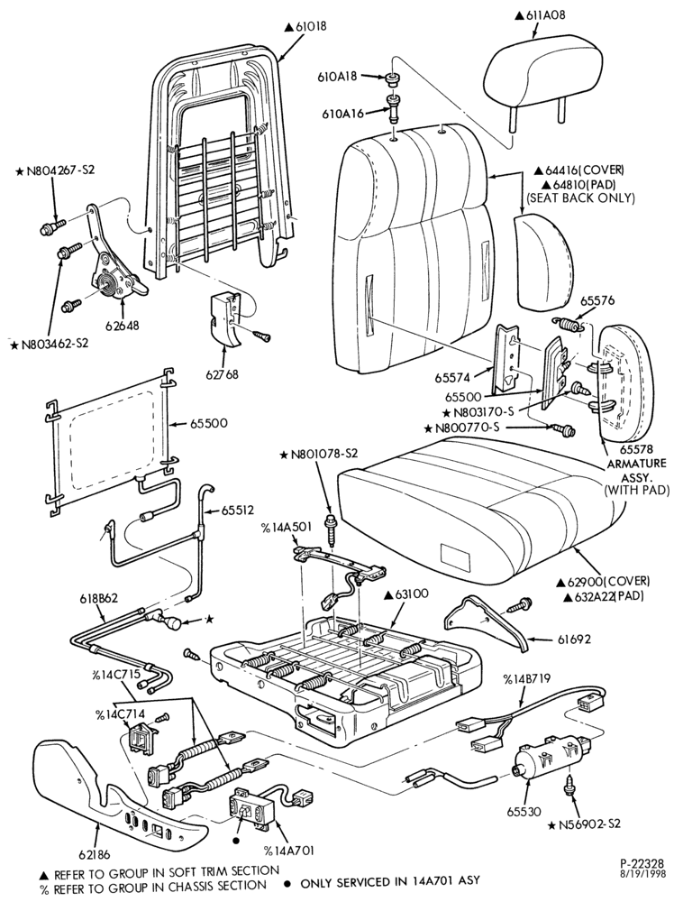Схема SEATS AND SEAT BELTS-Front seat parts - upper half - bucket-SHO