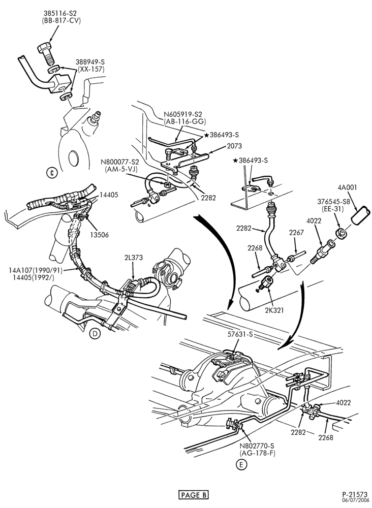 Схема BRAKES-Brake system - with anti-lock - Page B-F150/350
