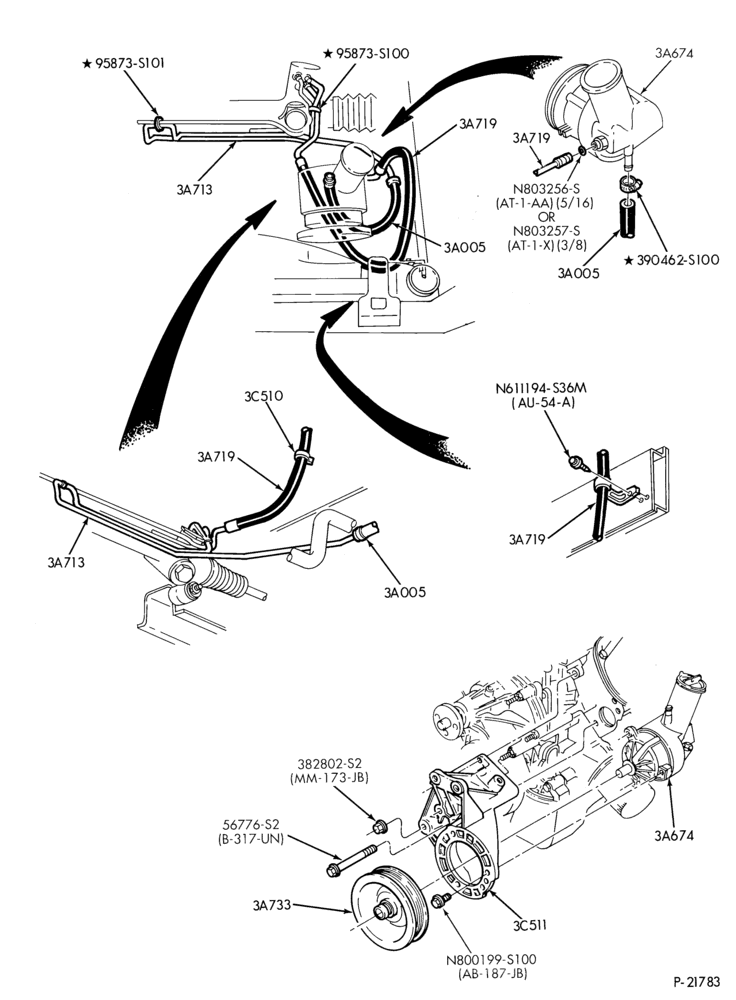 Схема STEERING-Pump installation - 8 cyl. 302 (5.0L) - 8 cyl. 302 (5.0L) - (w/o oil cooler) - LSC