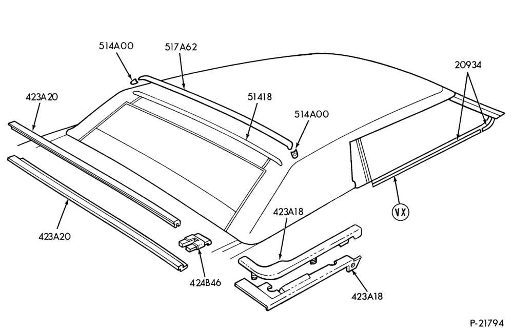 Схема BODY TYPE 66 CONVERTIBLE ROOF AND BELT -