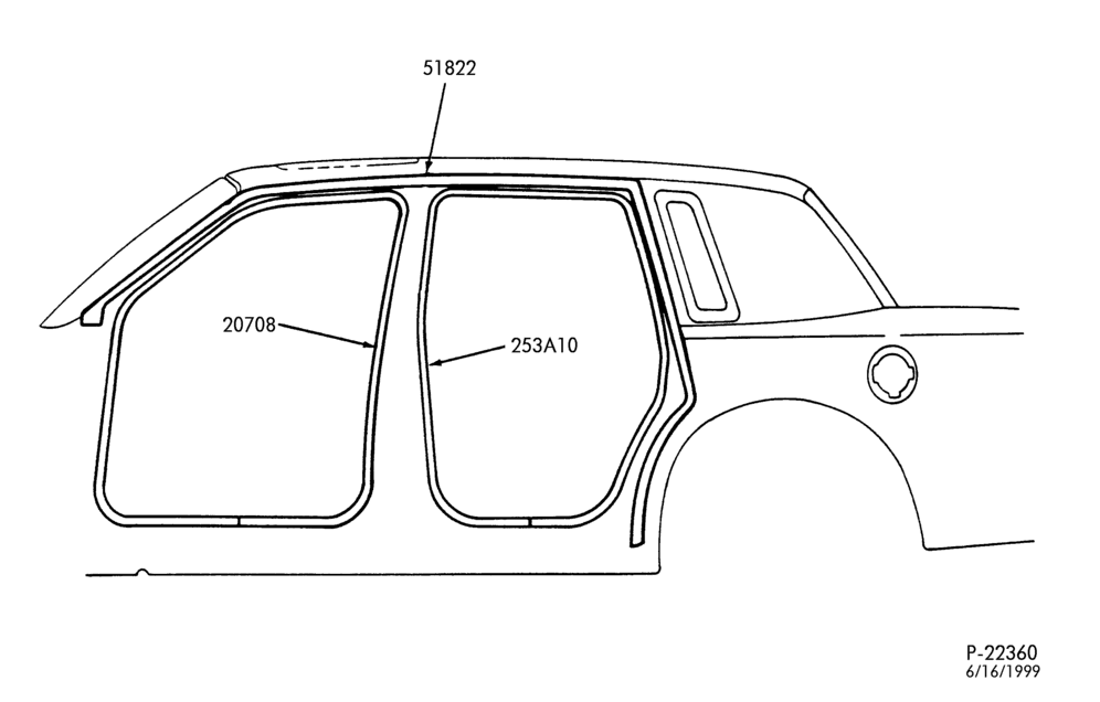 Схема BODY SIDES AND QUARTER-Weatherstrip - primary