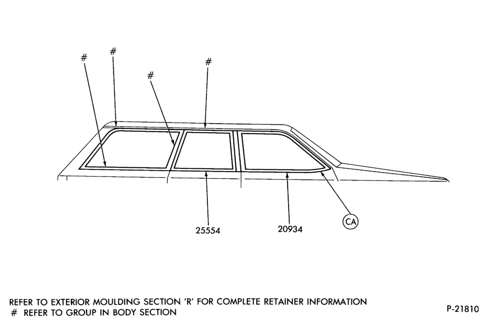 Схема WINDOW AND BELT MOULDINGS - BODY TYPE 74