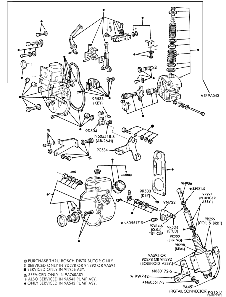 Схема 6 CYL. 6.6L (401 C.I.D.) AND 7.8L (474 C.I.D.) DIESEL-Fuel injection pump details-front section