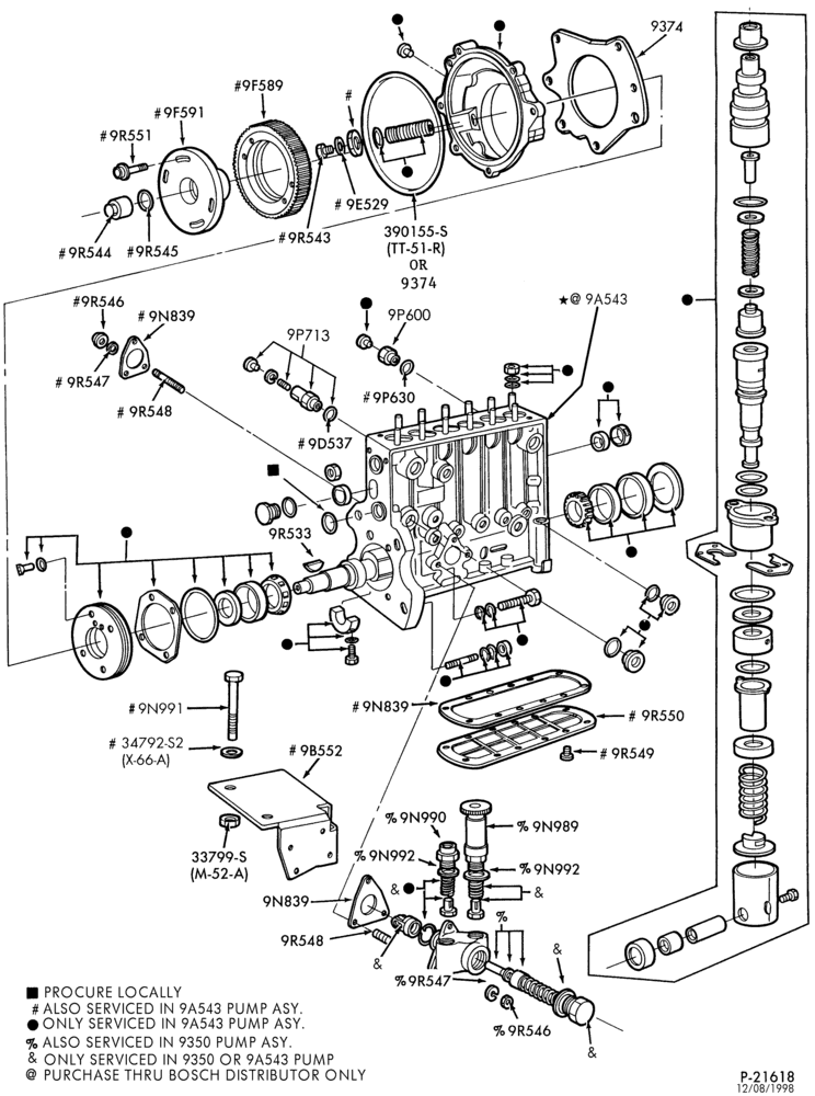 Схема 6 CYL. 6.6L (401 C.I.D.) AND 7.8L (474 C.I.D.) DIESEL-Fuel injection pump details-rear section