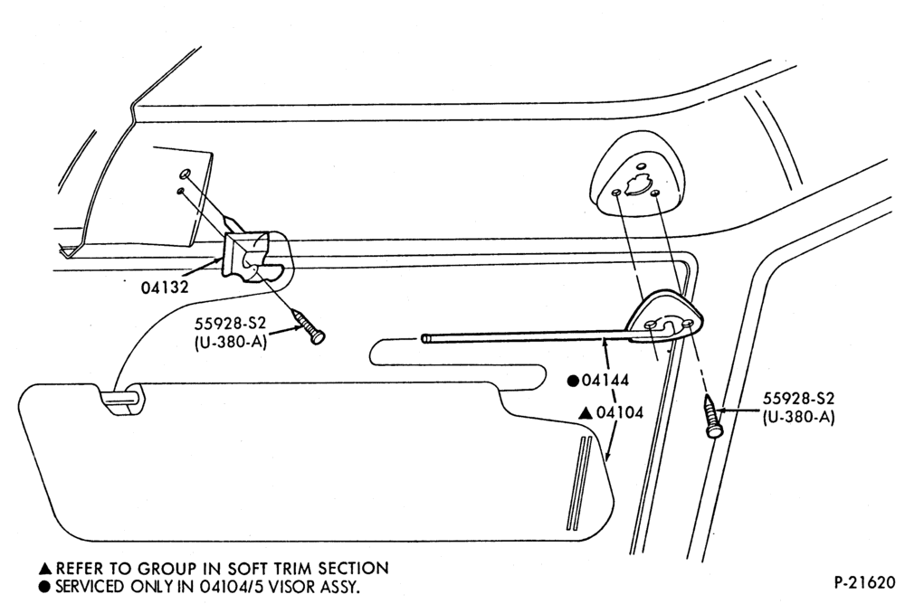 Схема WINDSHIELD-Rear view mirror and sun visor-(1989)-B