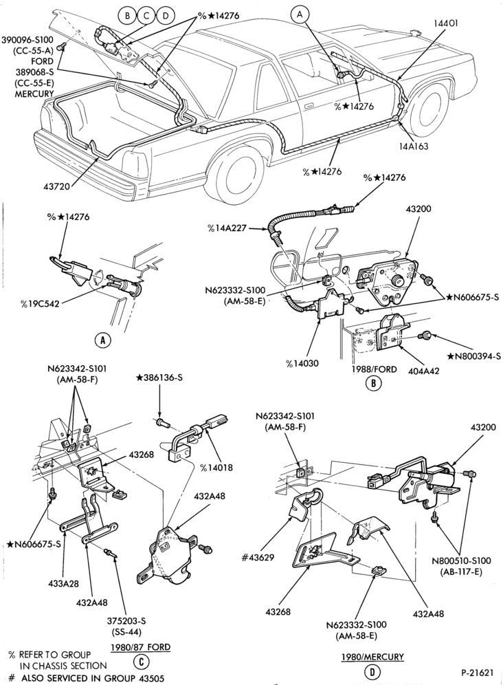 Схема ROOF-Latch parts - luggage compartment - wiring & controls-electric
