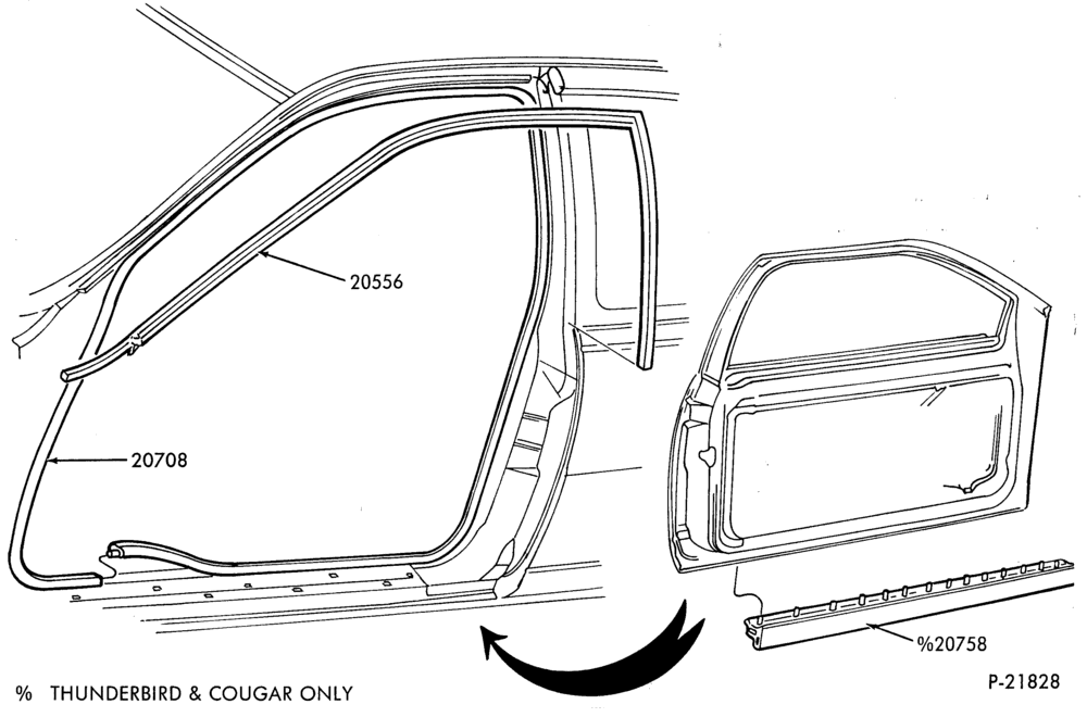 Схема BODY SIDES AND QUARTER-Weatherstrip - front door