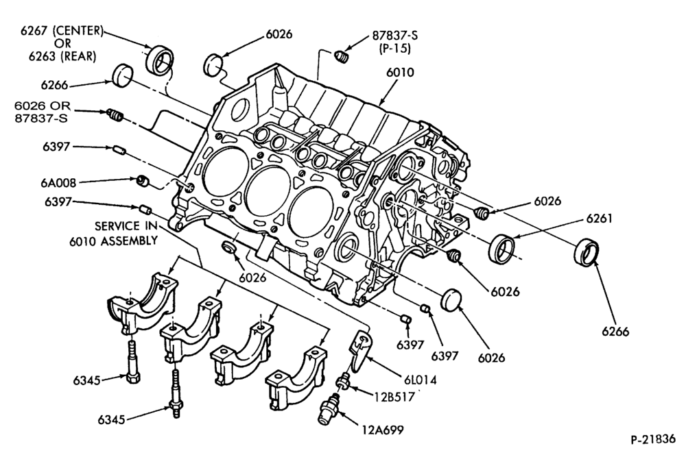 Схема 6 CYL. 3.8L (230 C.I.D.) - S/C-Cylinder block plugs