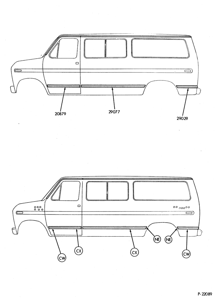 Схема BASE EXTERIOR ORNAMENTATION - L.H. (exc. SUPER VAN/WAGON)