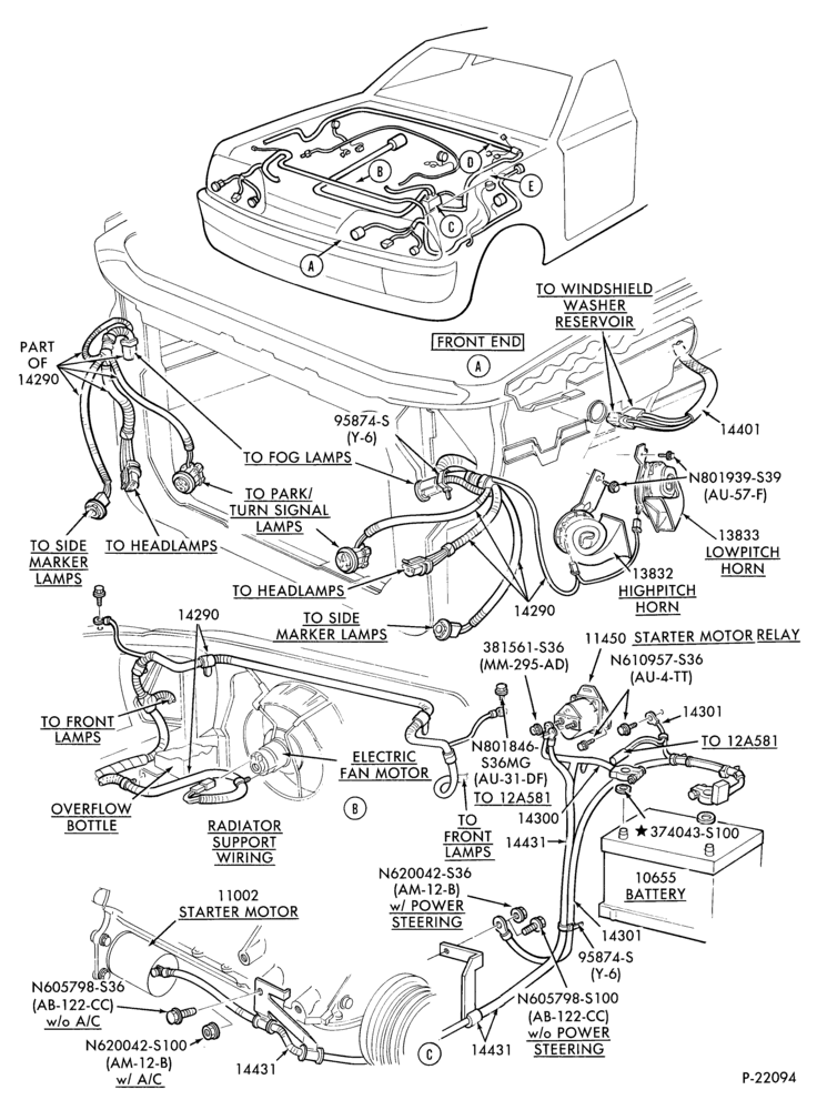 Схема ELECTRICAL SYSTEMS-Wiring system - eng. compt.-4 cyl. 140(2.3L)-Page A