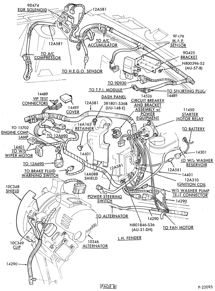 Схема ELECTRICAL SYSTEMS-Wiring system - Page - eng. compt.-4 cyl. 140(2.3L)-Page B