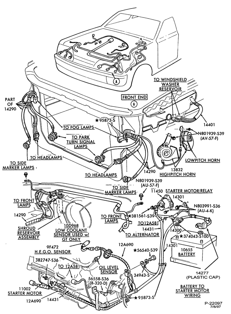 Схема ELECTRICAL SYSTEMS-Wiring system  - eng. compt.-8 cyl. 302(5.0L)-Page A