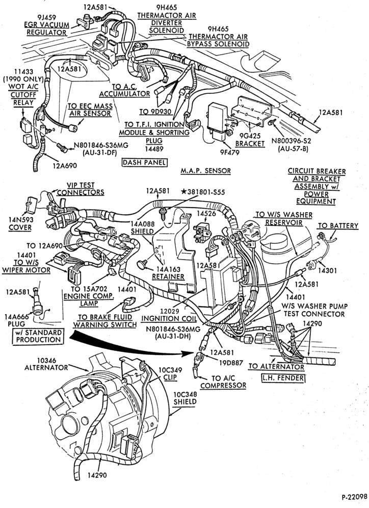 Схема ELECTRICAL SYSTEMS-Wiring system - Page - eng. compt. -8 cyl. 302(5.0L)-Page B