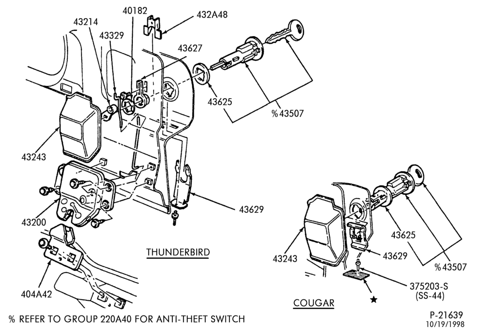 Схема LIFT/TAILGATE, LUGGAGE & BACK WINDOW-Latch parts - luggage compartment-manual