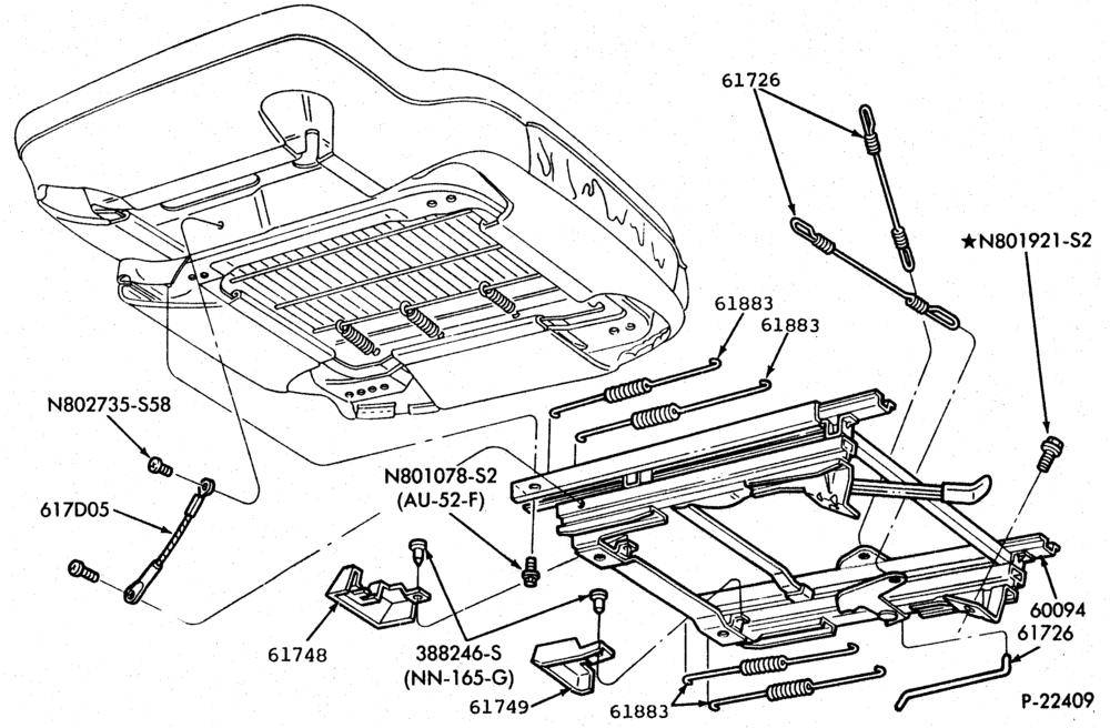 Схема SEATS-Front seat parts  - split bench-driver-Super Cab-R