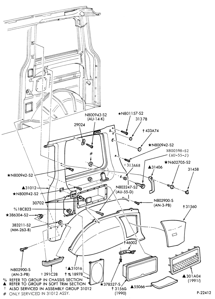 Схема TRIM-Interior trim  - R.H. rear qtr.-Regular Wagon- "From 1/89"-A