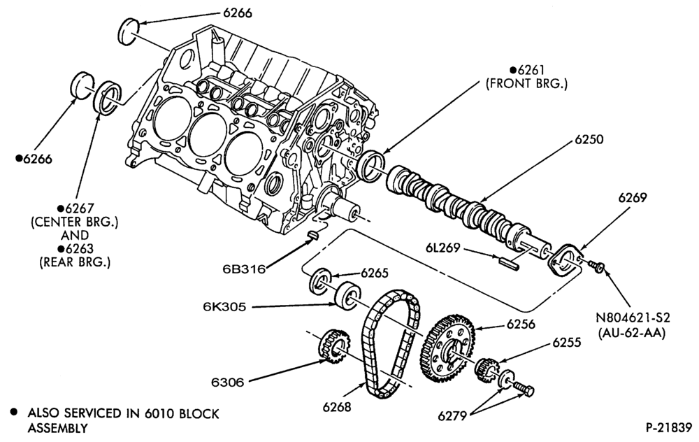 Схема 6 CYL. 3.8L (230 C.I.D.) - S/C-Camshaft, gear and bearings
