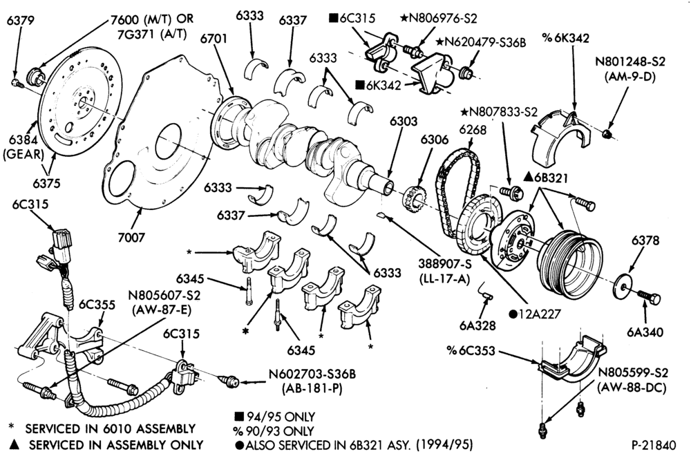 Схема 6 CYL. 3.8L (230 C.I.D.) - S/C-Crankshaft and flywheel